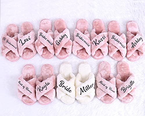 Personalized Bride Slipper Bridesmaid Slippers Bachelorette Party - Bridal Shower Gift - Bridesmaid Gift - Gifts to her - Wedding Gift4