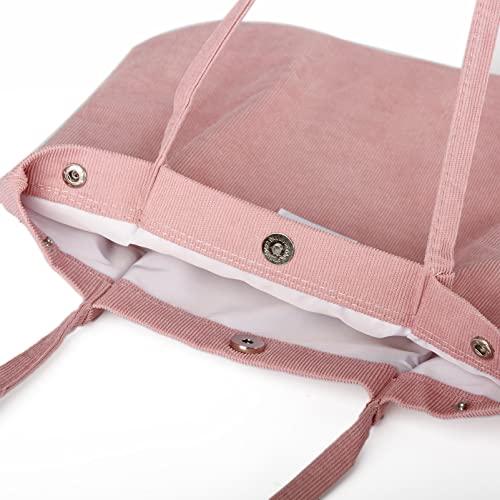 Image of Corduroy Tote Bag Cute Tote Bags for Women Shoulder Bag with Inner Pocket for Work Beach Travel and Shopping Grocery