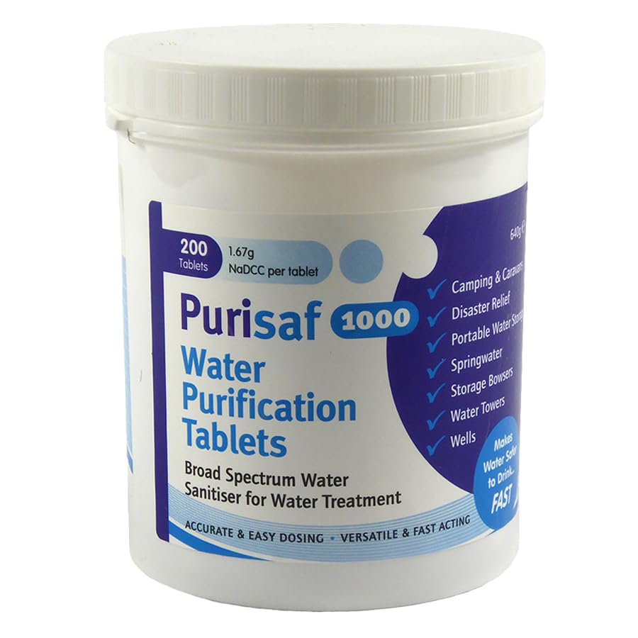 Purisaf Water Purification Tablets 200 per tub x 6