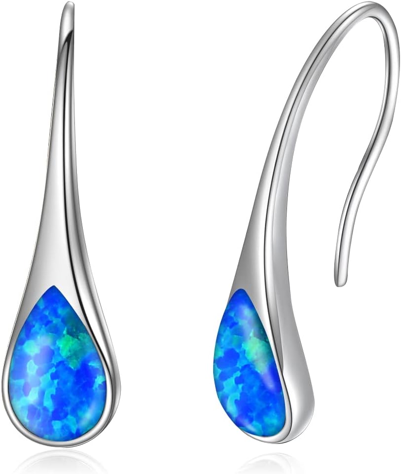 925 Sterling Silver Small Pear-Shaped Modern Style Hook Earrings with Crystals from Austria