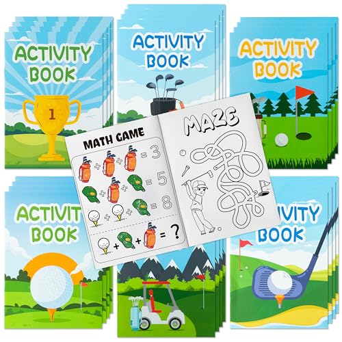 Golf Activity Books For Kids - Sports Golf Theme Mini Games Coloring Book Set Bulk Mazes Word Search Word Scramble Games Diy Booklet For Birthday Party Goodie Bags Stuffers Classroom Favors Supplies