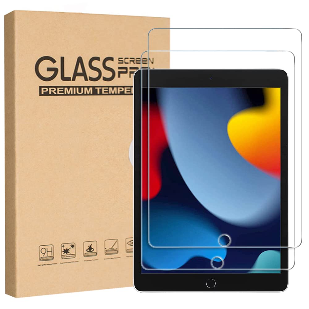 T Tersely [2 Pack] Screen Protector for Apple New iPad 7/8/9 (10.2-inch,2021/2020/2019 Model), Premium 9H Hardness HD 2.5D Case-Friendly Tempered-Glass Film Screen Protector