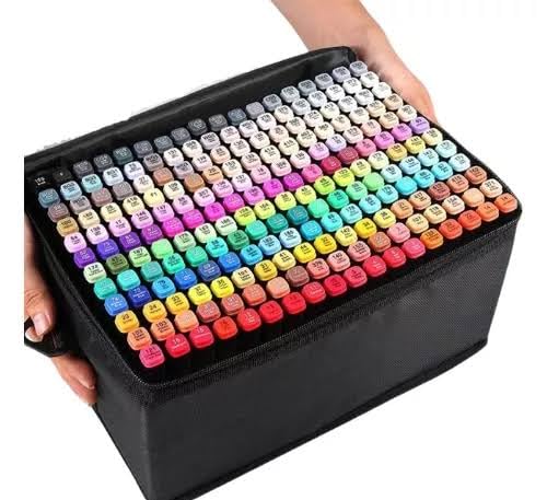 Conjunto de Canetas Marcador Permanente Canetinhas para Colorir Touch com Ponta Dupla para Desenhos Profissional e Escolar com Duas Pontas Hidrográficas com Estojo para Transporte Brashopmall® (120)