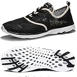 NeedBo NDB Men's Mesh Lace-up Quick Drying Aqua Water Shoes Breathable Lightweight Fashion Walking Shoes (10.5 D(M) US, Black)
