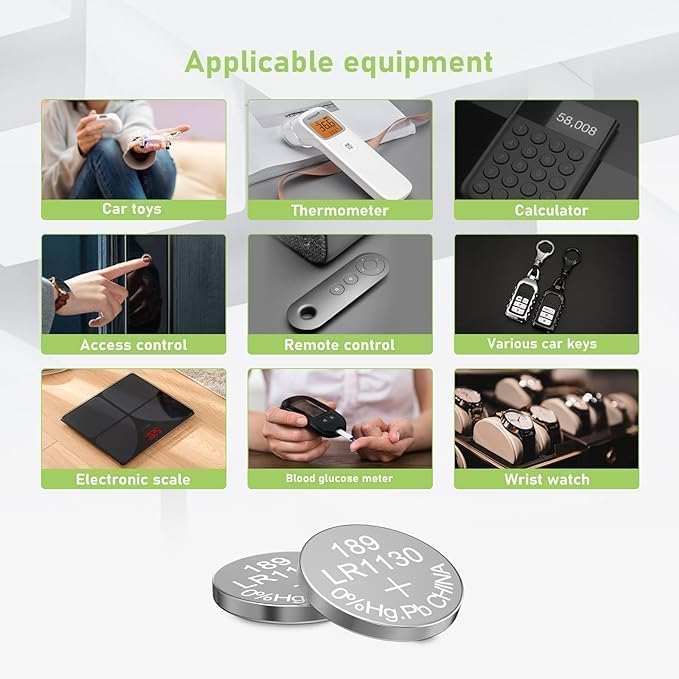 100 pilas LR1130 AG10 alcalinas 1.5V coin cell miniatura 3