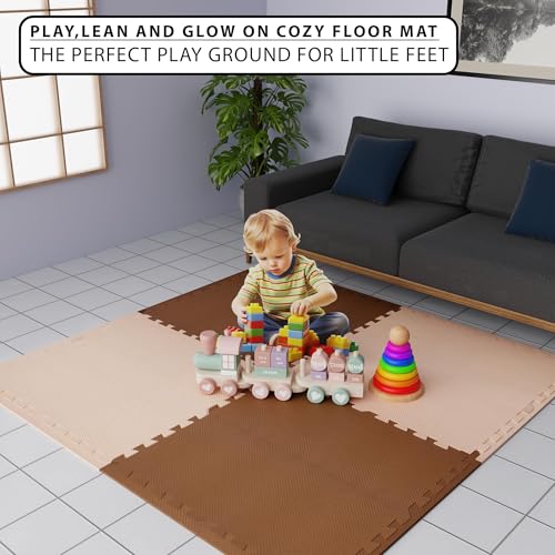 Image of EASYHOME Interlocking Mat - 12mm Thick | 60x60cm 9 Tiles (36 Sq Ft Area) for Kids | Soft & Protective Puzzle Mat for Baby Crawling, Playroom & Exercise