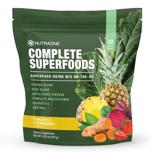 Complete Superfoods, Complete Spectrum Multivitamin, Greens and Reds Blend, Enzymes, Probiotics (Pineapple Strawberry, 30 Stick Packs)