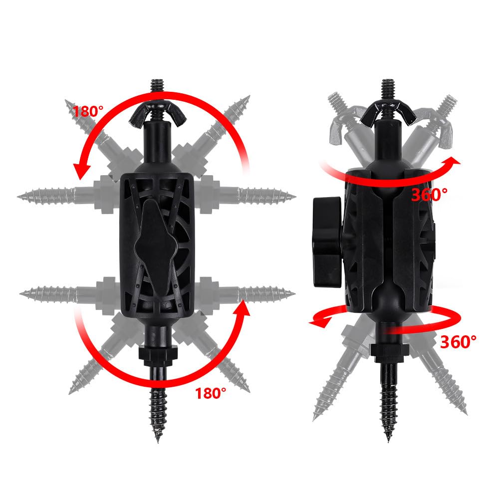 Soportes de Cámara de Caza, Soporte para Cámara de Trail con 360° / Conexión de Tornillo Universal Ajustable de 1/4 a 20 (6mm) para arbol, Caza y Cámara de Vigilancia