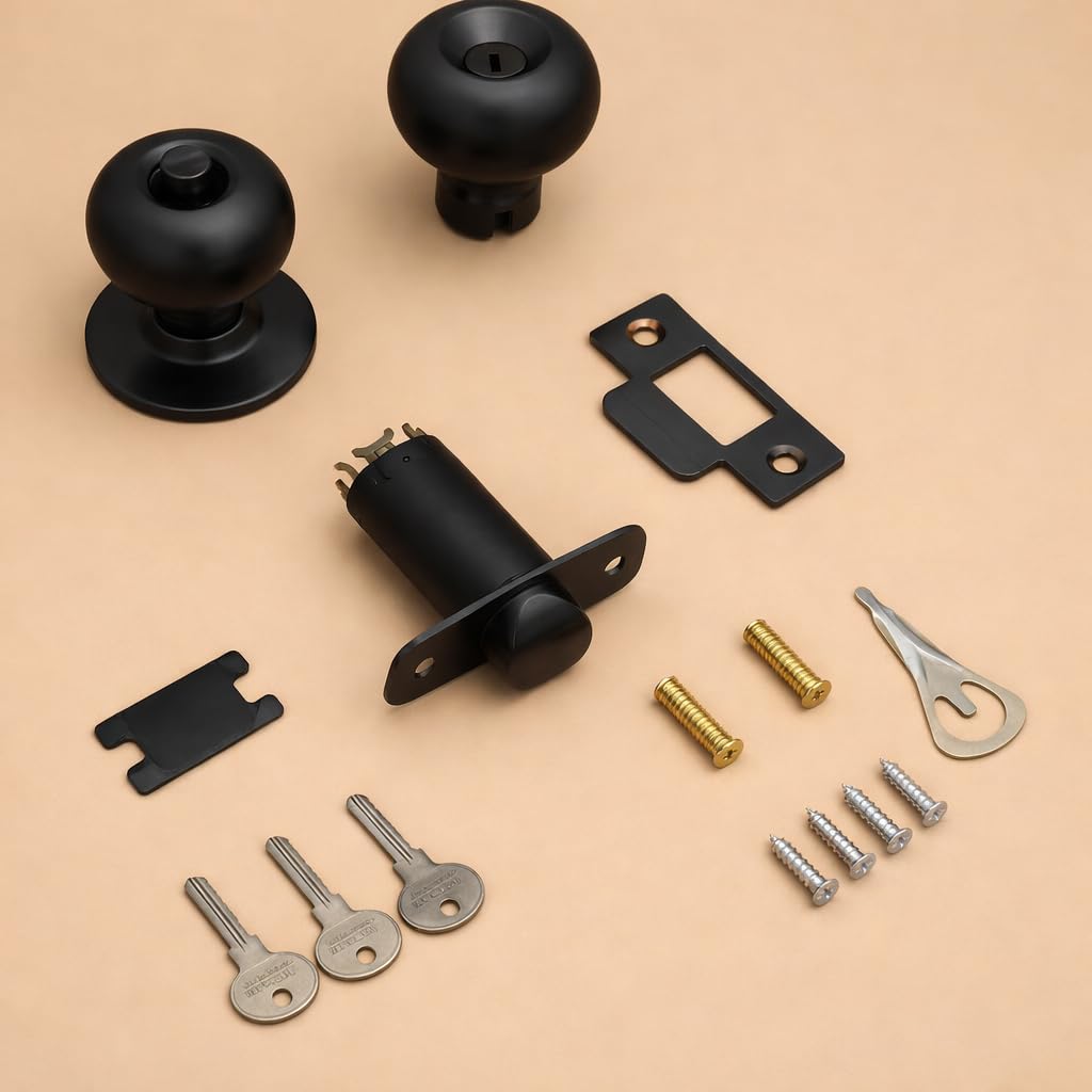 Heavy Duty Door Lock - 3 Keys, Black -5