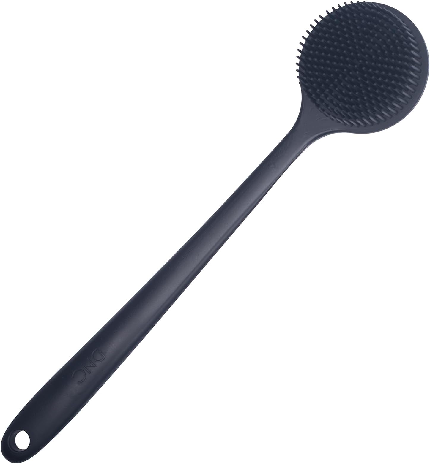 DNC (Black) - Back Scrubber for Shower Soft Silicone Bath Body Brush with Long Handle, BPA-Free, Hypoallergenic (Black)
