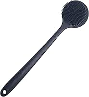 DNC Escova de banho de silicone macia para chuveiro com cabo longo, sem BPA, hipoalergênica (preto)