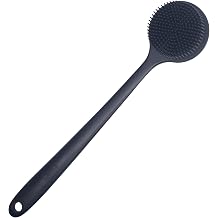 DNC Back Scrubber for Shower Soft Silicone Bath Body Brush with Long Handle (Black)