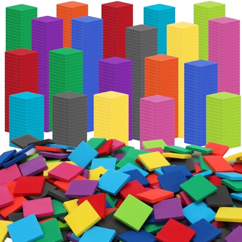 Image of Coopay 1000 Pcs Foam Square Color Tiles, Math Counters, Sorting Colored Foam Squares Math Counting Manipulatives, Game Tokens, Bingo Chips, Classroom Crafts for Kids Learning Development Toys