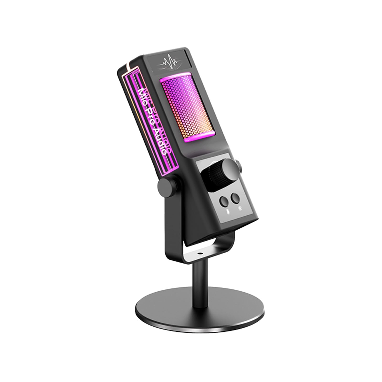 Microfono a Condensatore, Materiale ABS, Illuminazione RGB, Riduzione del Rumore, Ideale per Utenti di PC, Streaming, Giochi e Karaoke