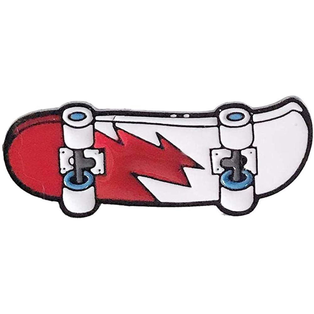 Flairs New YorkPremium Handmade Enamel Lapel Pin Brooch Badge (Lightning Skateboard Red White, 1 Pin)