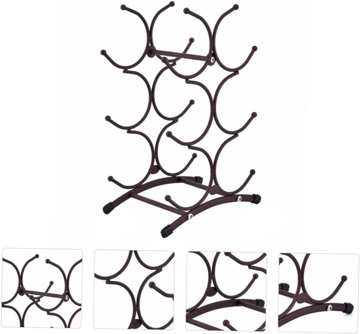 PRETYZOOM Tabletop Wine Rack Bottle Capacity Rustic Iron Craft Electroplated Modern Kitchen Decor