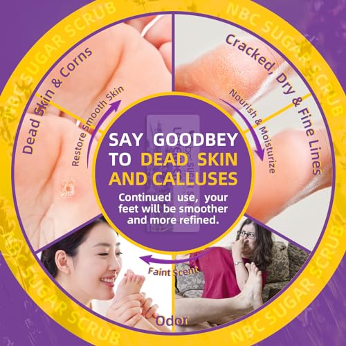 foot exfoliating scrub sugar scrub dead skin remover for feet individually packaged foot scrub smooths hydrates detoxifies tired and dry cracked feet 16 packs per box lavender