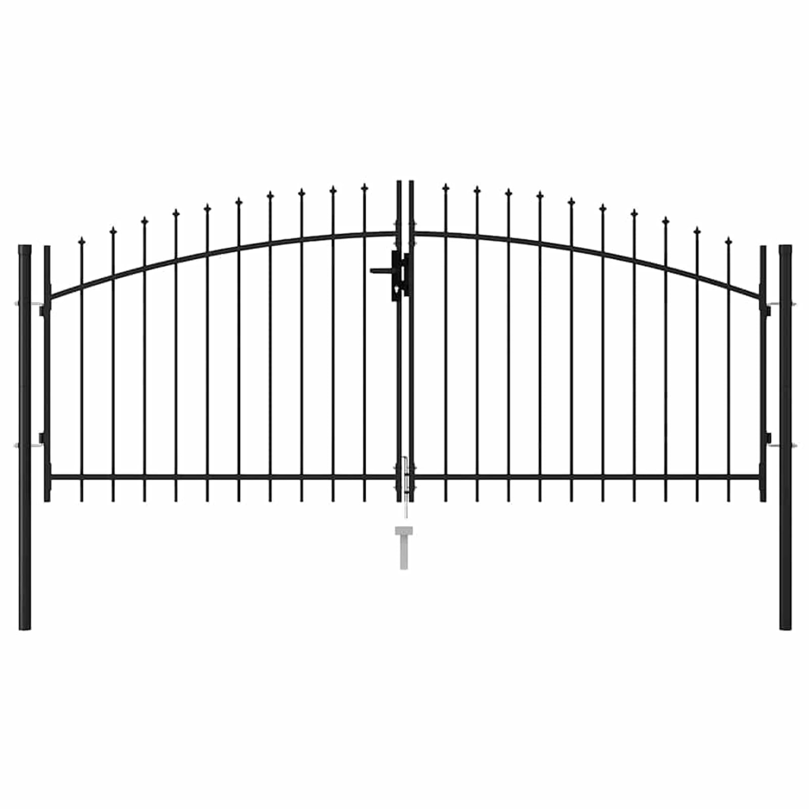 Festnight Cancela de Valla Doble Puerta con Puntas Acero Puerta Jardin Metalica Vallas para Jardin Negro 3x1,25 m