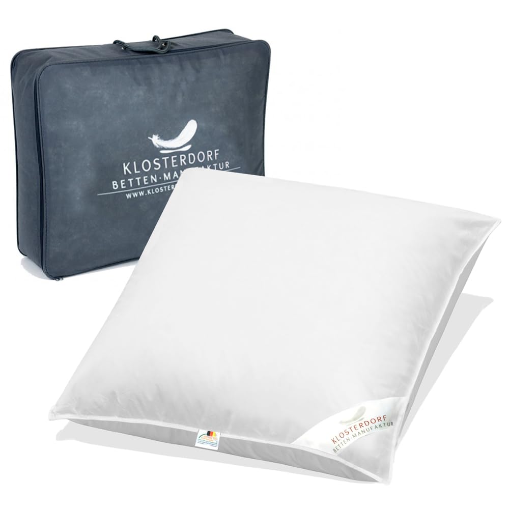 Klosterdorf Bettenmanufaktur Premium Kopfkissen - ''Propper'' - 80x80 cm - 900 Gramm - weich - Handarbeit aus Deutschland - Für einen gesunden Schlaf