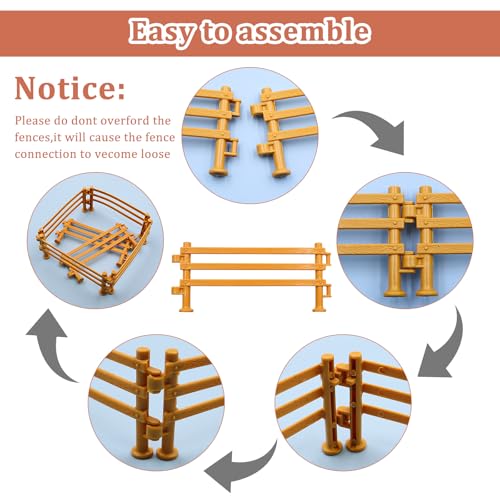 MIPIACE 60 Stück Pferdezaun Spielzeug Mini Farm Zaun für Kinder Kunststoff Pferd Corral Fechten Zubehör Pferd Corral Zaun für Pferd Stall Nutztier Scheune Zaun Panel DIY Zubehör
