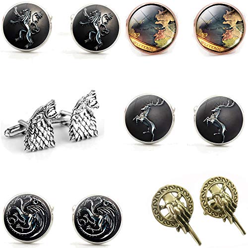 Game of Thrones Cufflinks - Six Styles to Choose from - House Stark, Targaryen, Gifts Merchandise (Gift Set)