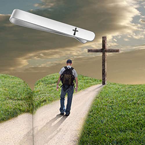 Bekech Cross Tie Clips For Men Christian Faith Gift Philippians 4:13 First Communion Tie Tacks For Minister Clergy Officiant Groom Father Of The Bride Wedding Day Tie Clip (I Can Do All Thing Through Christ Who Strengthens Me Blue Card) #TOP6