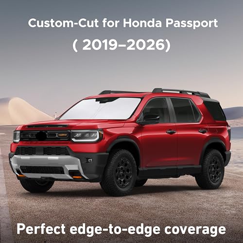 Image of EcoNour Windshield Sunshade Compatible for Honda Passport 2019-2024 2025 2026, Sun Visor for Front Windshield & Window Sun Shade Cover, UV Heat Blocker & Protector, Car Accessories