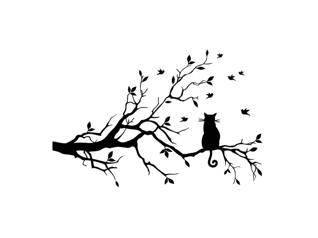 Cat Tree Branch Wall Stickers Removable Wall Decal Art Decal Mural Home Decoration