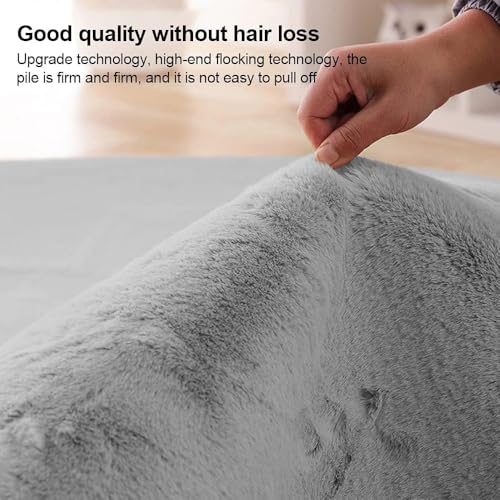 Image of Rabbit Fur Area Rug 6x8 Ft | Super Soft Plush Carpet with Anti-Slip Backing | Washable Luxury Rug for Bedroom, Living Room & Home Decor