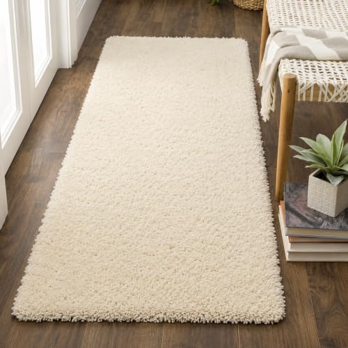 Image of Shaggy Runner Carpet 2x5 Ft| Soft Fluffy Microfiber & (Ivory)