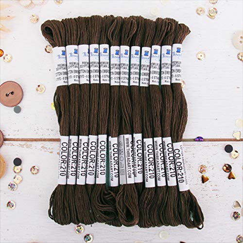 Image of 12 Skeins ThreadArt Cotton Embroidery Floss, Coffee Brown | Long fiber cotton embroidery floss for cross stitch, hand embroidery and bracelets. Six-strand floss separates easily.