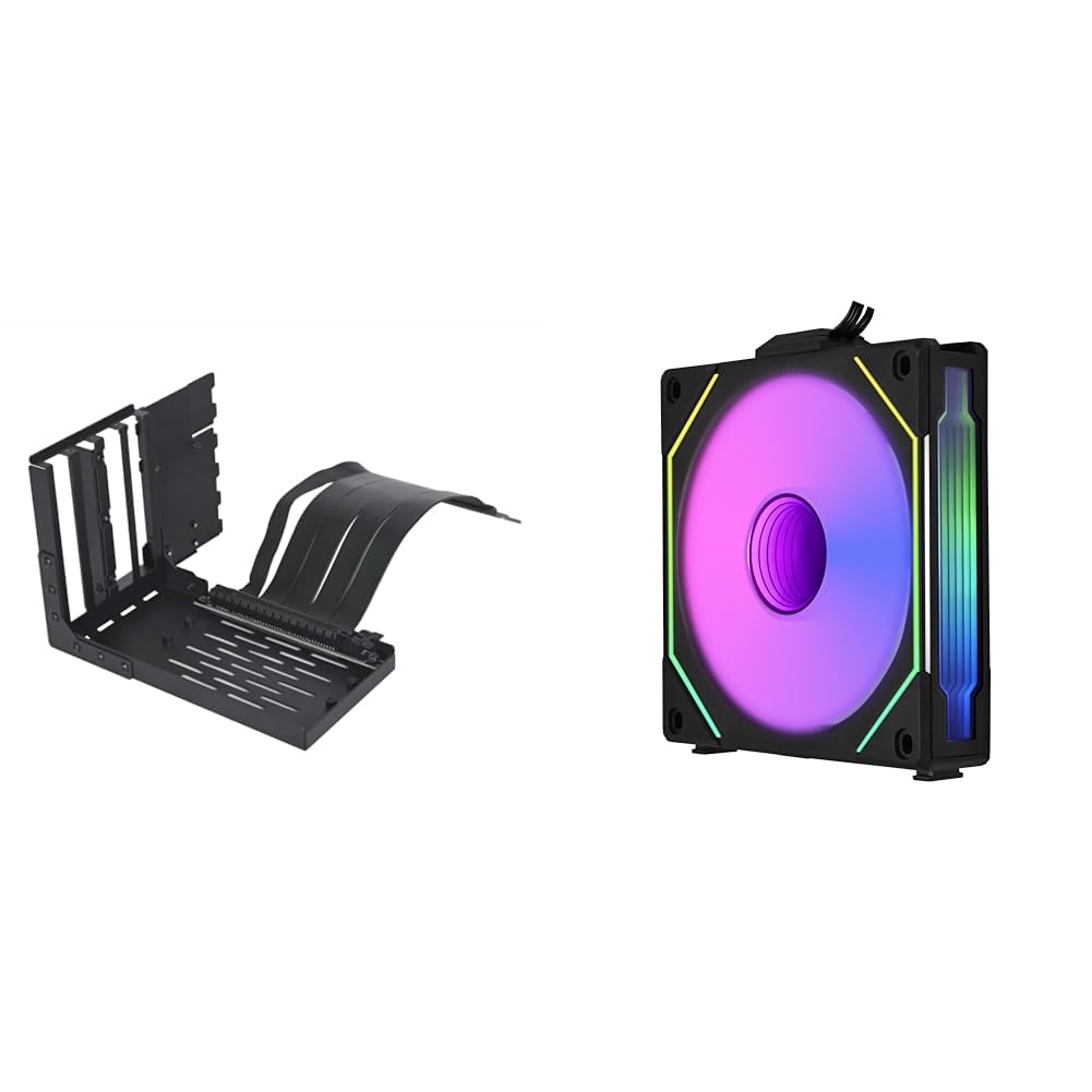 Lian Li Universal 4- Slots Vertical GPU kit (with Gen 4 Riser) Black &amp; SL Infinity 120 Reverse Blade Black Single Pack (Without Controller) - RSLIN120-1B