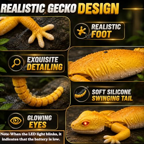 Image of GRAPHENE Wall Climbing RC Lizard Toy Remote Control Robot Toys for Kids Rechargeable Creepy Crawler Climbs Walls & Ceilings Glowing Eyes Prank Toys 5+ Boys Girls Birthday Gift Sticky