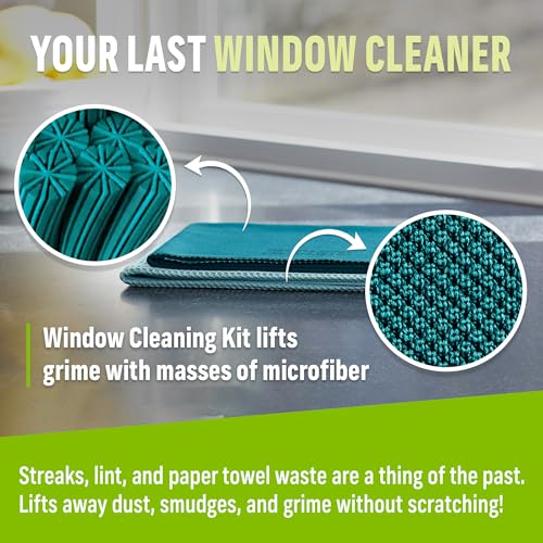 Image of E-Cloth Window Scrubbing & Polishing Set, Microfiber, Green, 2 Cloth Set