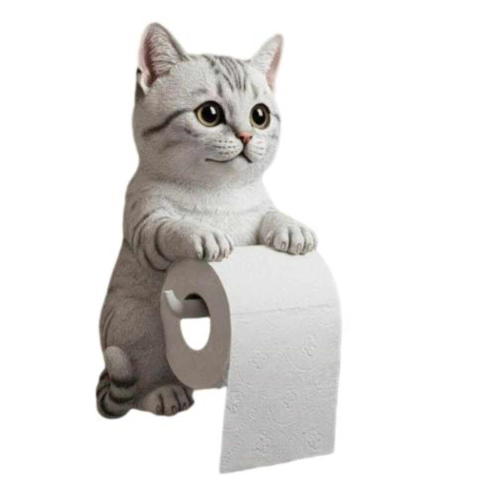 yikkiykk 3D Cat Sculpture Loo Roll Holder, Wall Mounted Roll Rack,Toilet Roll Holder Standing, Cat Paper Roll Storage Rack, Funny Toilet Paper Holders for Cat Lovers for Home Bathroom Decor