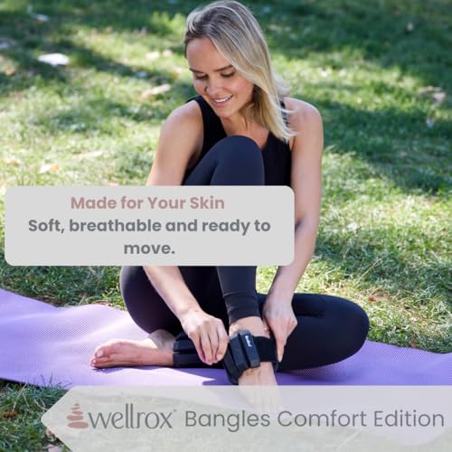 Image of Wellrox Weighted Bangles - Adjustable Ankle and Wrist Weights for Women & Men - Set of Ankle Weights 2 lbs (1 lb Each Wrist Weight) | Weighted Arm Bands for Pilates, Yoga, Running & Walking