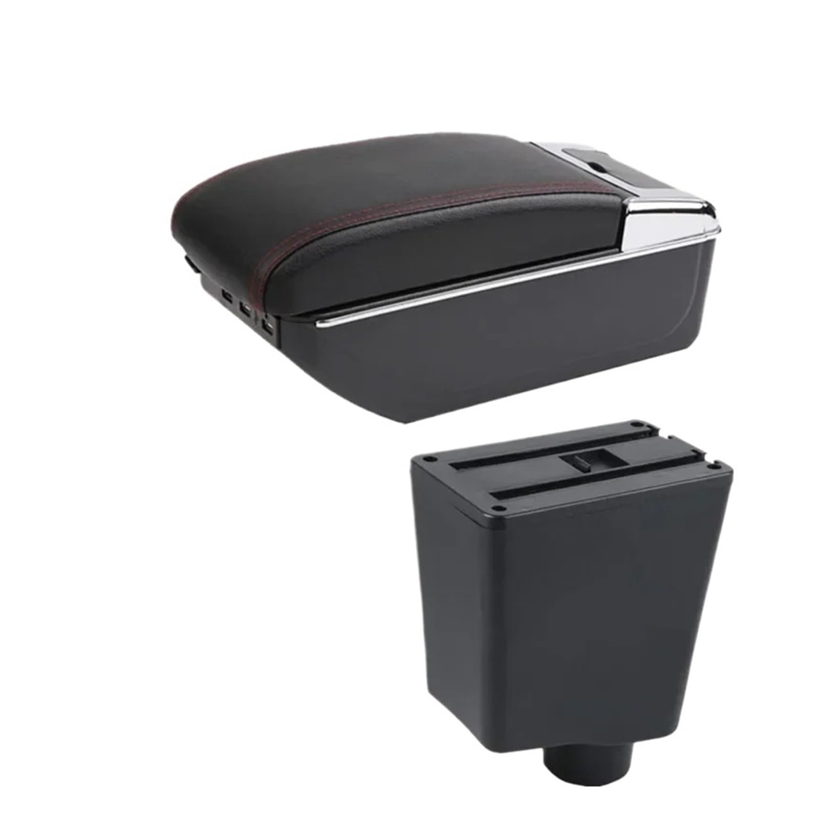 Ecbugat D Red Line 7Usb For Captur For Clio 3 Iii Car Armrest Box Accessories Storage Parts Dedicated Interior Retrofit Car Armrest Box(D Red Line 7Usb)