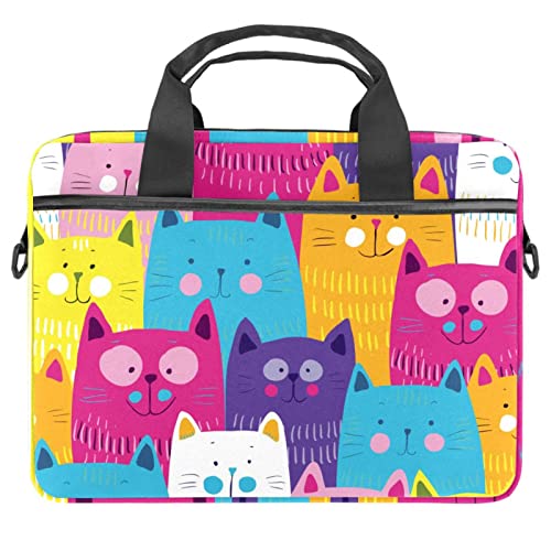Sacoche à bandoulière pour ordinateur portable 13 à 14.5 pouces motif chat coloré