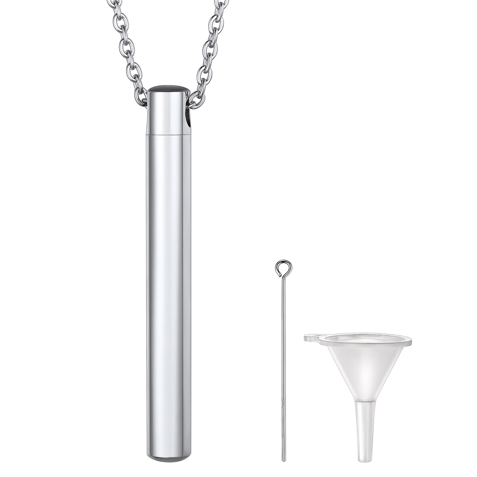 Richsteel Colgante Porta Cenizas Personalizable, Diseño Girasol Barra Guardapelo Corazón Loto Árbol de la Vida, con Collar y Accesorios para Echar Cenizas