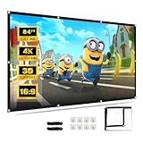 Faltbare Beamer Leinwand 84 Zoll, Double Side Display Portable Beamer Leinwand 165 Grad Betrachtungswinkel Verdickter Anti-Licht Leck Vorhang für Gaming Heimkino Indoor Outdoor