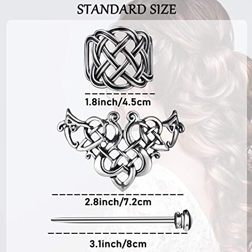 Willbond WILLBOND-S-4 2 Pieces Viking Celtic Hair Clips Hairpins Viking Silver Hair Stick Celtic Knot Viking Jewelry Hair Clips thumb #1