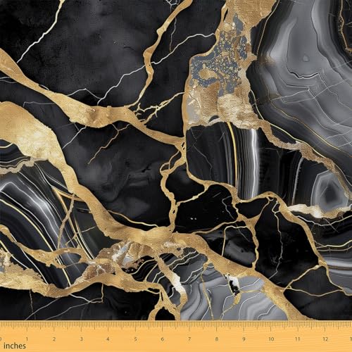 Tela De Oro Negro Telas Por Metro,Tejido Interior Texturado De Mármol,Tela Decorativa De Rayas Geométricas,Tejido De Mármol Metálico Interior Y Exterior,Arte Contemporáneo Tela Impermeable,92x150 (HxB