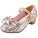 LiUiMiY Chaussure Ballerines Princesse Fille à Talon Paillette pour Déguisement Ceremonie Mariage Carnaval Fête, Or, 31 EU (Étiqueter 32)