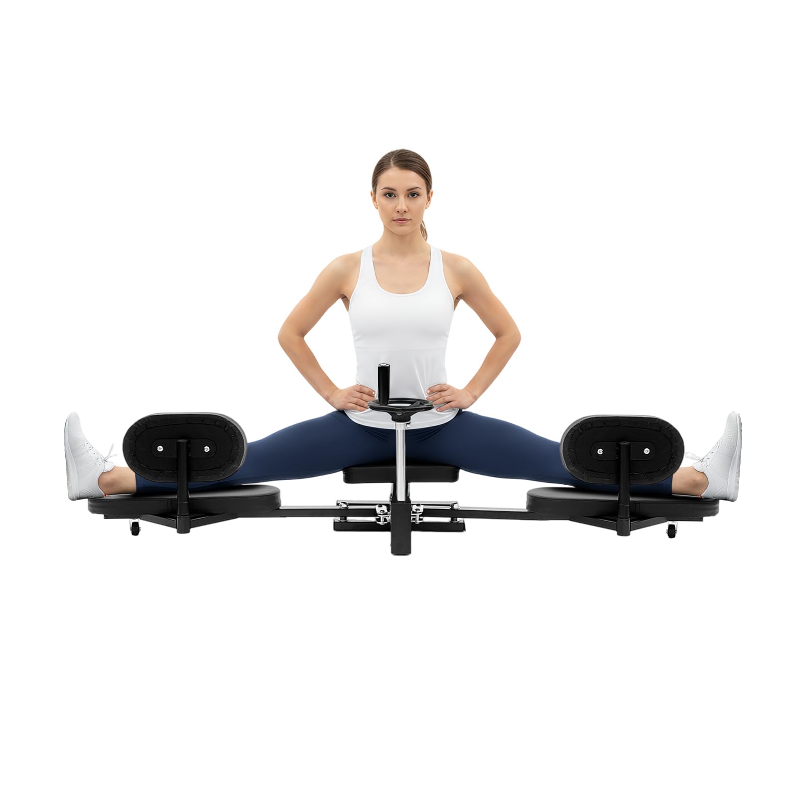 Écarteur pour jambes - Entraîneur mécanique pour fractionnement - Capacité de charge : 100 kg avec coussinets souples et manivelle, 180° - Écarteur professionnel pour les jambes pour ballet, yoga