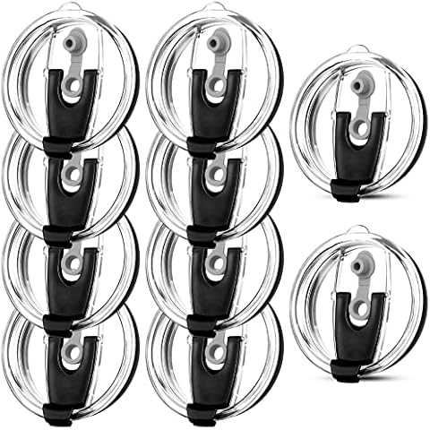 Meanplan 10 Pieces 20 oz Tumbler Lid Spill Proof Tumbler Replacement Lids Straw Friendly Coffee Mug Lid Replacement Splash Resistant Covers for 20 Ounce Tumbler Cup Travel Supplies (Black) Cover