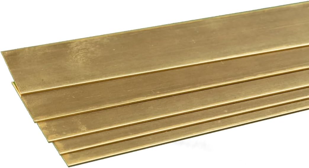 K&S Precision Metals Brass Strip 9721 – 0.032" Thick x 1/2" Wide x 36" Long – DIY Crafts, Electrical, Jewelry Making, Modeling, Made in USA, 5 Strips