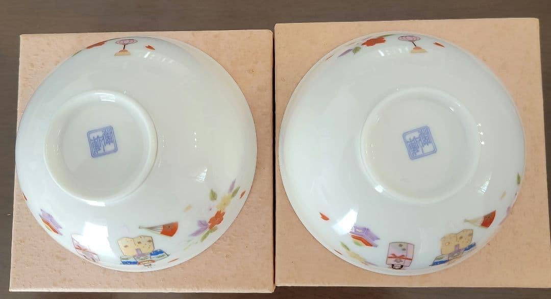 雛祭り模様の茶碗2個セット 直径約12cm