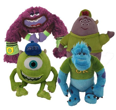 Monsters University 4 Piece Plush Set - Includes - Sulley, Mike, Squishy, and Art - Approx. 7 Inches Tall