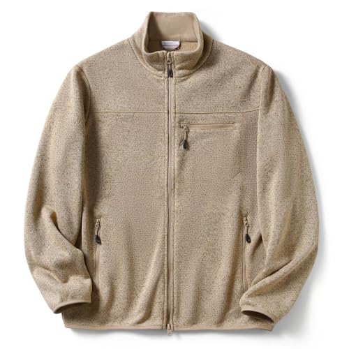 Generisch Chaqueta de forro polar para hombre con cuello alto y cremallera – Chaqueta de invierno cálida para el tiempo libre, chaqueta de trabajo de manga larga, chaqueta ligera de invierno, caqui, M