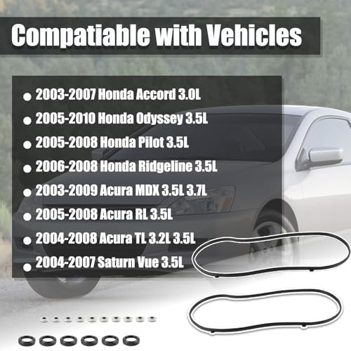 Image of VS50607R Engine Valve Cover Gasket Set for Honda Accord Odyssey Pilot Ridgeline 2003 2004 2005 2006 2007 2008, for Acura MDX RL TL Saturn Vue 3.0L 3.2L 3.5L 2003-2010, Replace 036-1708 12341RCAA01